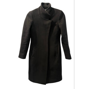 Reiss Max Wool Blend Black Button Coat Women's Size 0 Jacket Pockets Durable